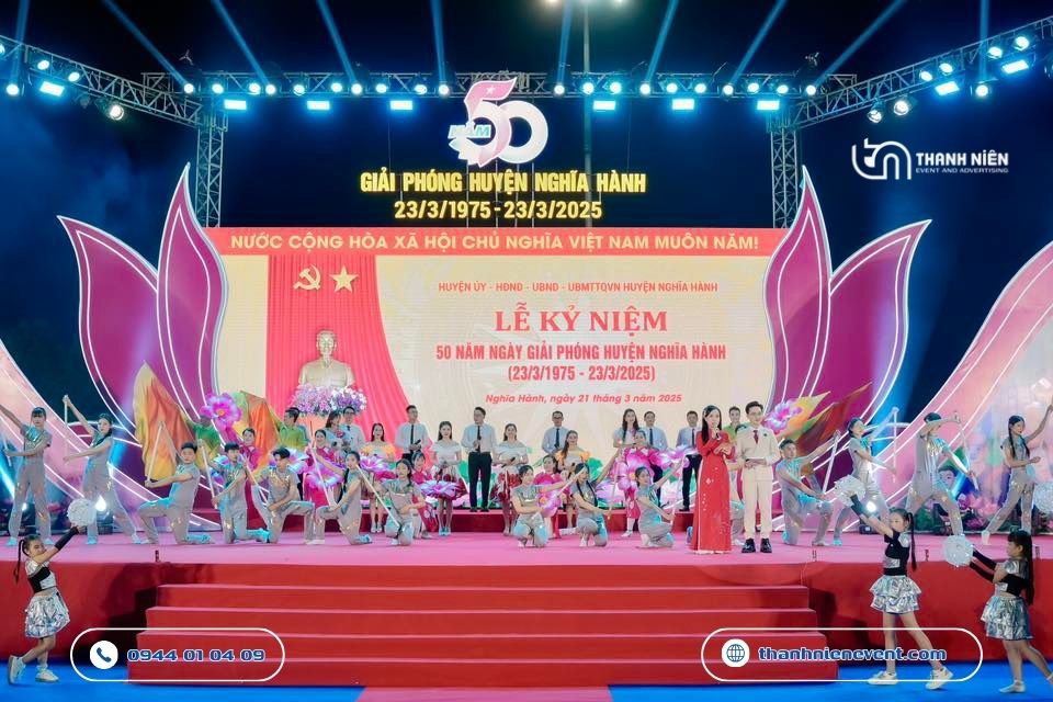 Tổ Chức Đại Lễ Kỷ Niệm 50 Năm Giải Phóng Huyện Nghĩa Hành Không gian lễ kỷ niệm huyện được đầu tư chỉn chu, trang trọng và đẳng cấp