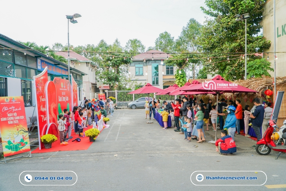 DỰ ÁN: Gắn Kết Tình Thân Tại Sự Kiện “Bánh Chưng Xanh” Công Ty BSR 2025 Không gian sự kiện ngày hội Bánh chưng xanh mang Tết xưa đến với phố thị