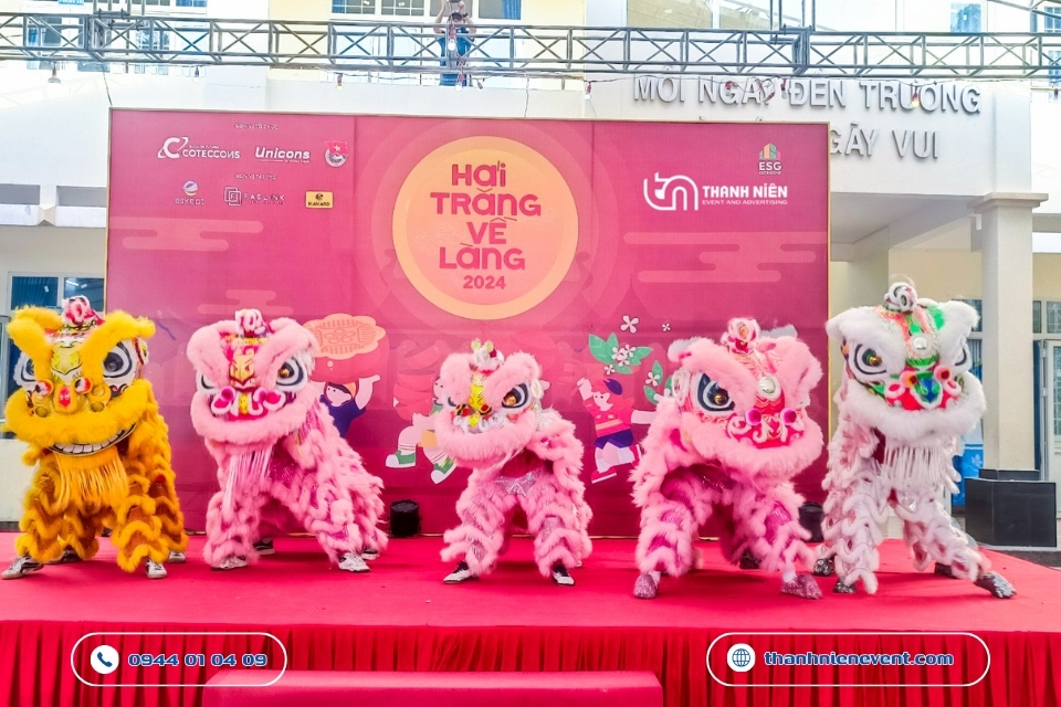 DỰ ÁN: Sự Kiện Trung Thu Chủ Đề "Hái Trăng Về Làng" 2024 Sự kiện trung thu bùng nổ với đội lân sư rồng đẹp mắt và điêu luyện