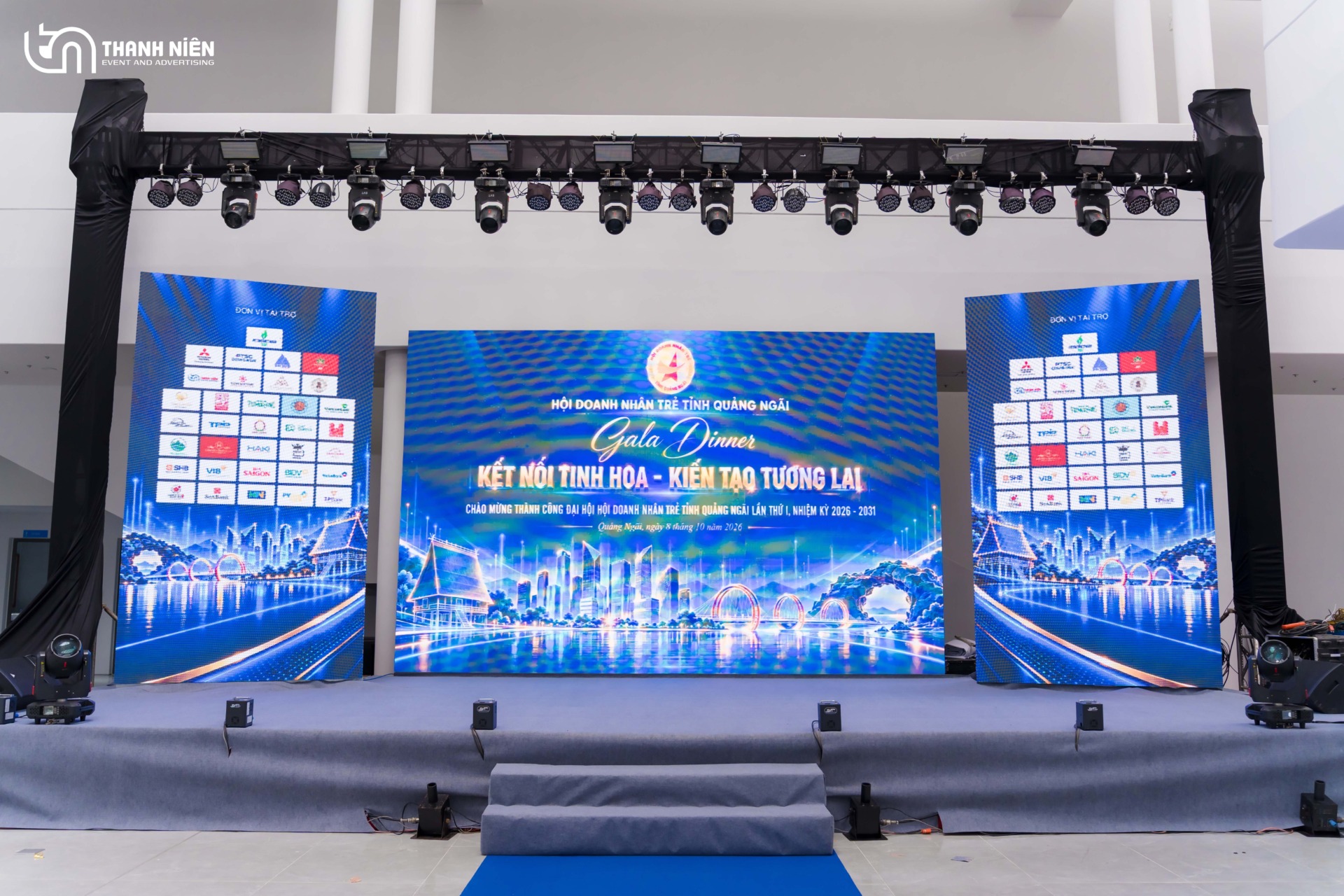 Dự Án Tổ Chức Đại Hội Hội Doanh Nhân Trẻ Tỉnh Quảng Ngãi 2026 Trọn Gói Sân khấu Gala Dinner "Kết Nối Tinh Hoa – Kiến Tạo Tương Lai"